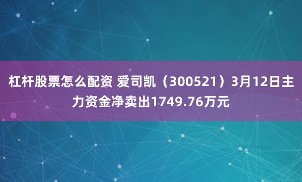 杠杆股票怎么配资 爱司凯（300521）3月12日主力资金净卖出1749.76万元