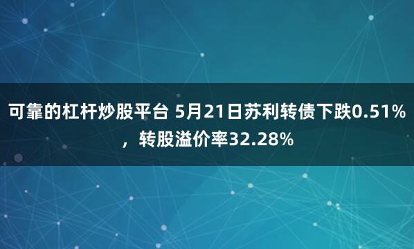可靠的杠杆炒股平台 5月21日苏利转债下跌0.51%，转股溢价率32.28%