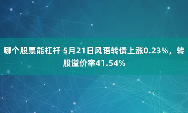 哪个股票能杠杆 5月21日风语转债上涨0.23%，转股溢价率41.54%