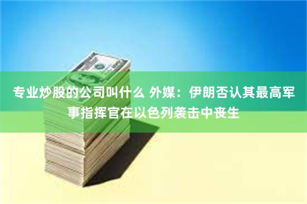 专业炒股的公司叫什么 外媒：伊朗否认其最高军事指挥官在以色列袭击中丧生