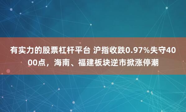 有实力的股票杠杆平台 沪指收跌0.97%失守4000点,海南、福建板块逆市掀涨停潮